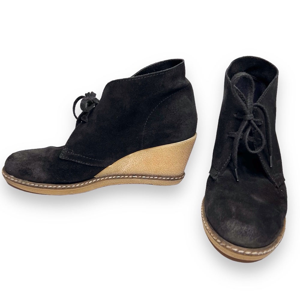 J. Crew Macalister Black Suede Wedge Chukka Ankle Bootie 70s Boho Festival Chic